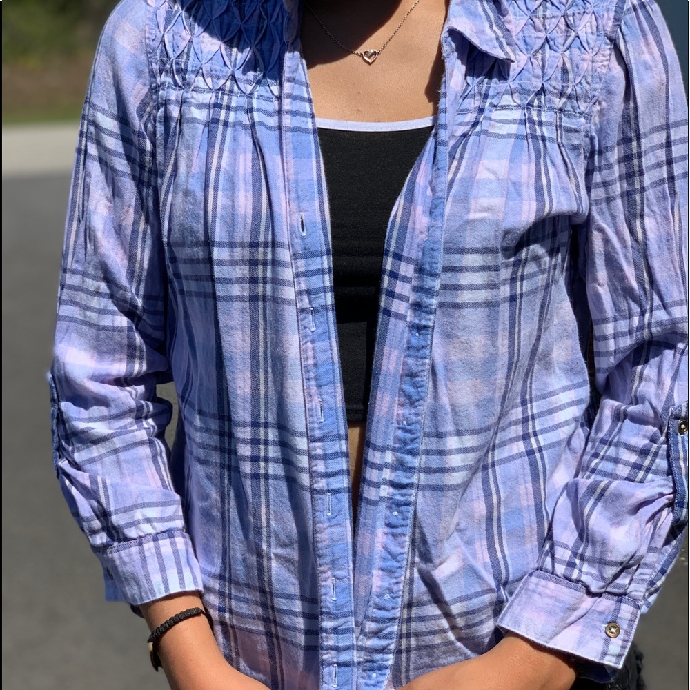 Purple stripped long sleeve button up